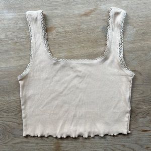 Top Shop Crop Top Tan Lettuce Edge Baby Tank Top Size 6 Size Medium